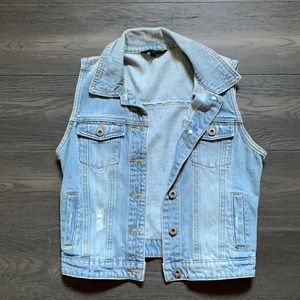 Light wash denim vest